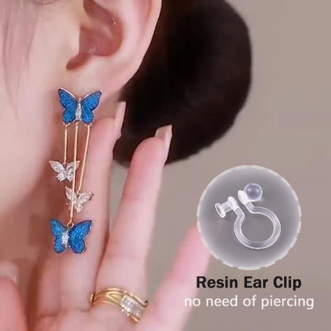 Crystal Butterfly Tassel Earrings
