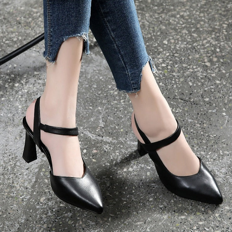 Pointed Toe Thick Heel High Heels