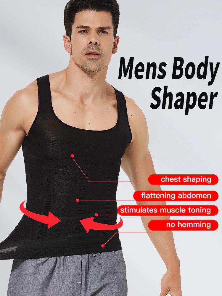 Men's Slimming Body Shaper Vest Shirt Abs Abdomen Slim【White Color】