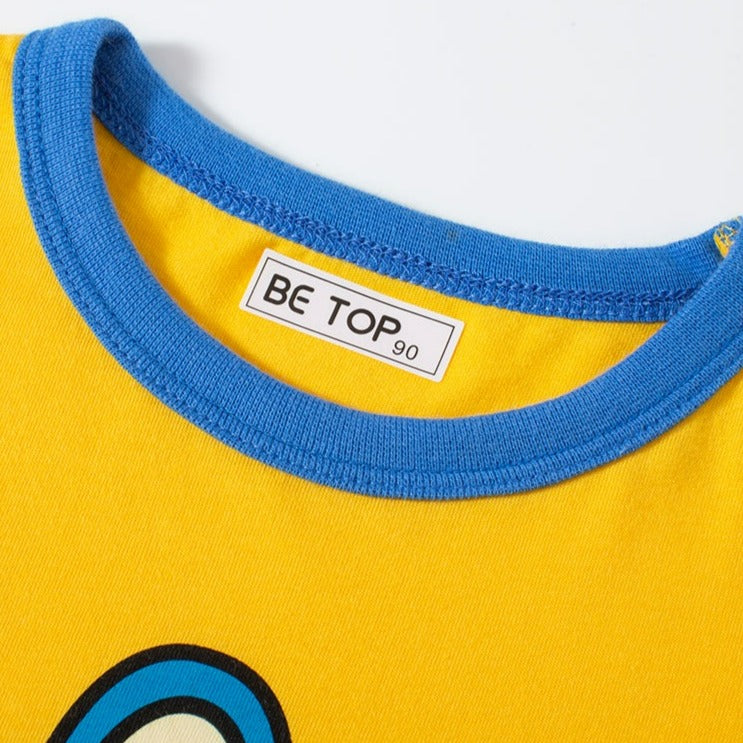 Summer Dinosaur Print Toddler Cotton T-Shirt (Blue/Yellow)