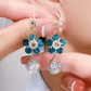 Fashion Blue Crystal Flower Earrings