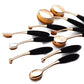 10 Pieces Black and Gold Oval Brush Set