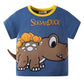 Summer Dinosaur Print Toddler Cotton T-Shirt (Blue/Yellow)