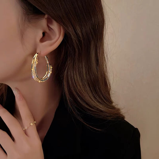 Fashion Golden Oval Earrings