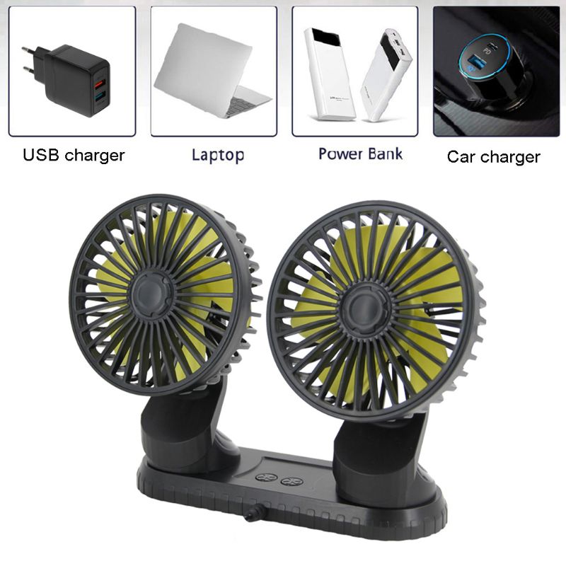 Car Dashboard Cooling Fan Adjustable USB Powered 3-Speed