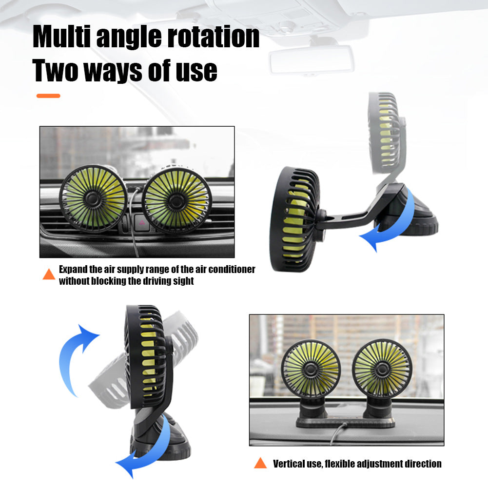 Car Dashboard Cooling Fan Adjustable USB Powered 3-Speed