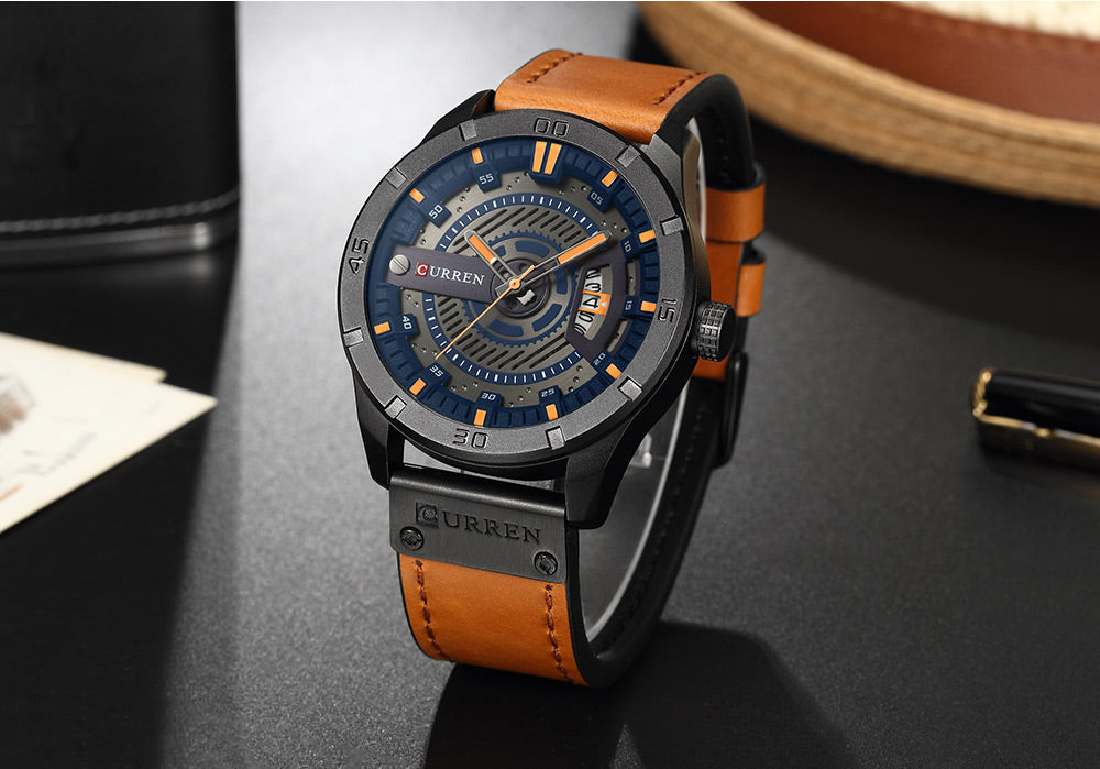 Men's Military Waterproof Leather Strap Watches