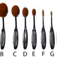 10 Pieces Black and Gold Oval Brush Set
